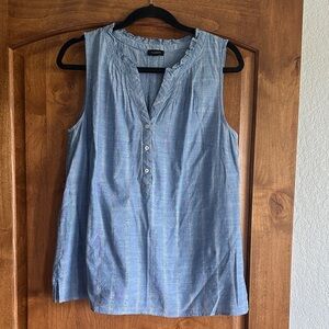 Talbots Women's Sleeveless Ruffled Collar Pleated Front Shoulders M